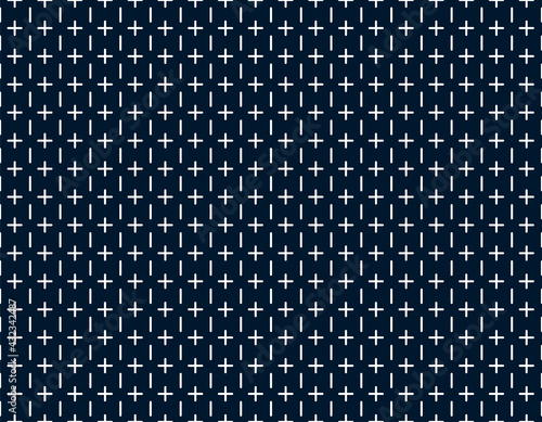 Abstract . Sashiko seamless pattern. line white on indigo background. design for pillow, print, fashion, clothing, fabric, gift wrap.  Vector.