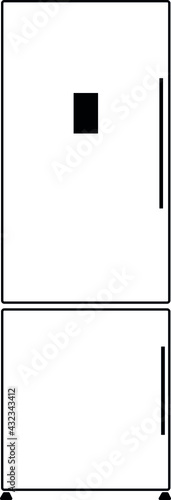 Illustration Refrigerator. Two-chamber. Icon. Vector image. Black color