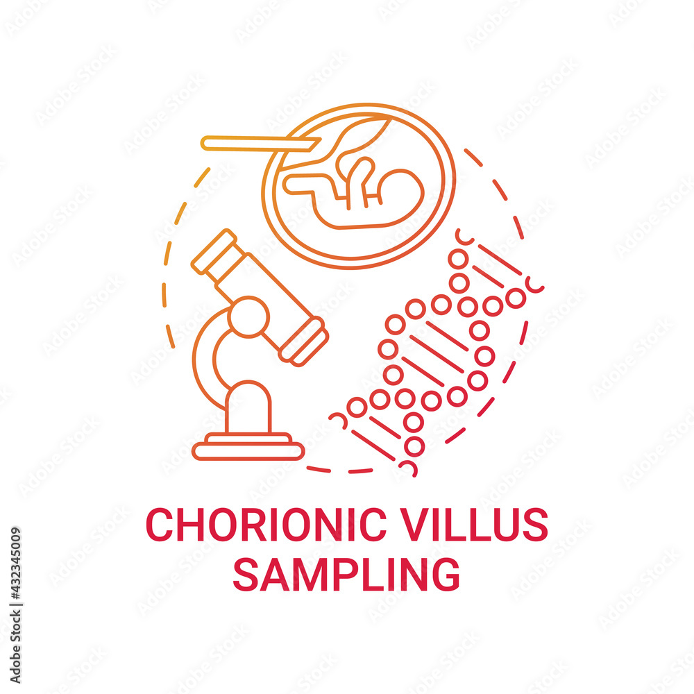 Chorionic villus sampling red gradient concept icon. CVS for prenatal