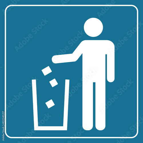 Tidy man symbol, do not litter icon, keep clean, dispose of carefully and thoughtfully photo