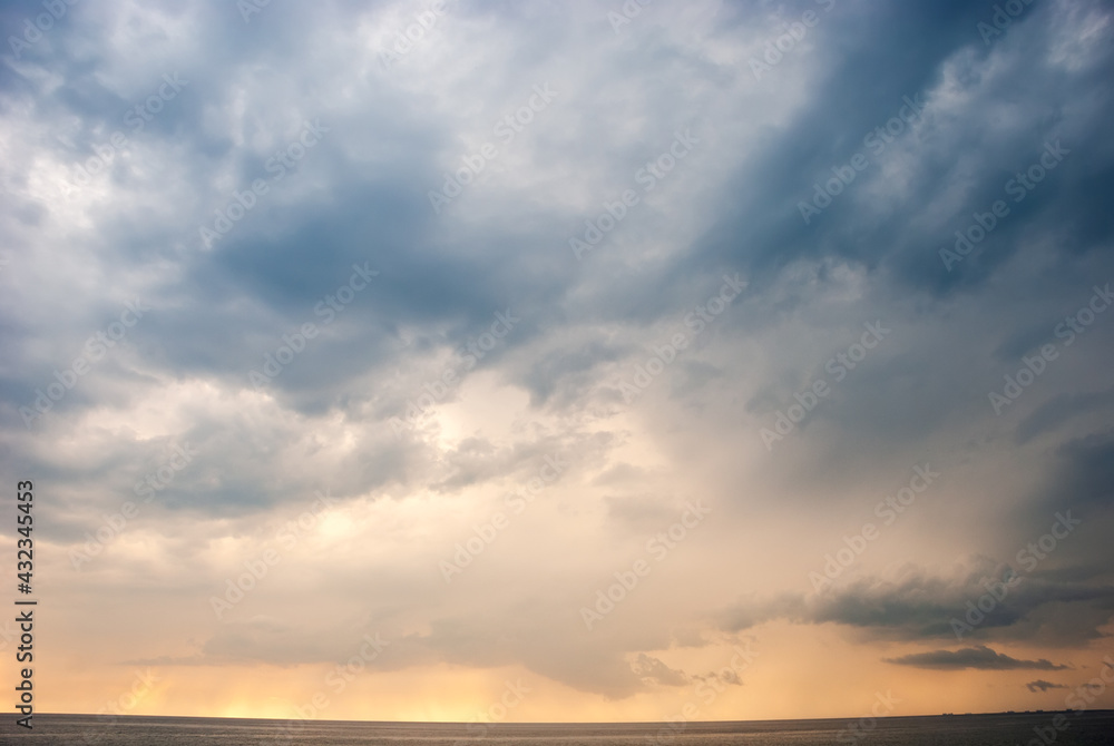 Beautiful storm clouds against the backdrop of sunset skies. Beautiful storm clouds against the backdrop of sunset skies.