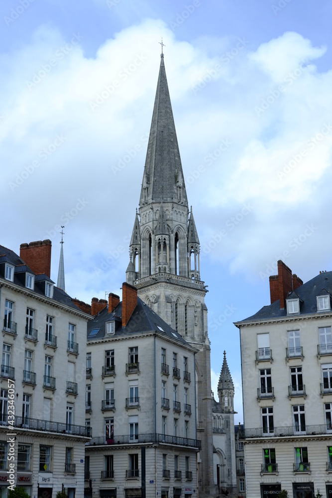 A church in the street of Nantes. France, 6th may 2021.