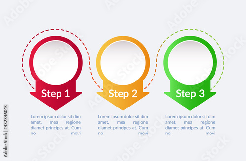 Startup company vector infographic template. Creative stages presentation design elements with text space. Data visualization with 3 steps. Process timeline chart. Workflow layout with copyspace