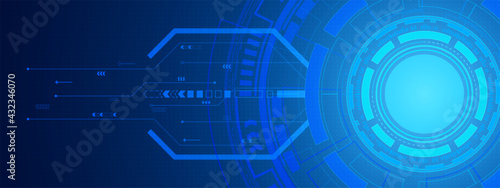 Abstract circle digital background, circuit technology, dot pattern, button blank space