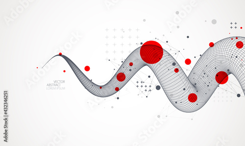 Modern science or technology art background. Vector wireframe tentacle.