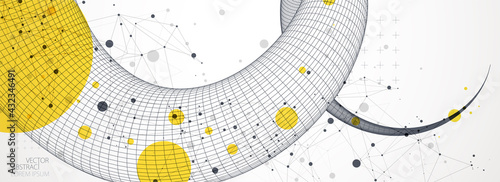 Modern science or technology art background. Vector wireframe tentacle.