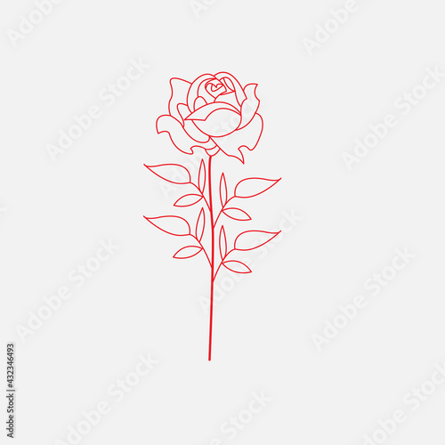 Vector line art flower icons in flat design. Thin line style