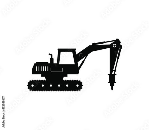 Excavator with hammer icon