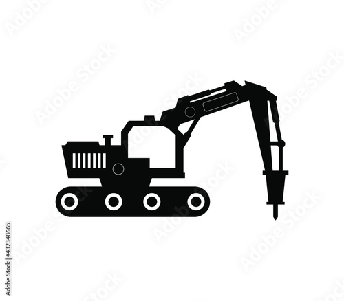 Excavator with hammer icon