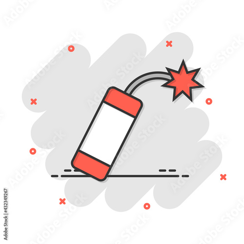 Bomb icon in comic style. Dynamite cartoon vector illustration on white isolated background. C4 tnt splash effect business concept.