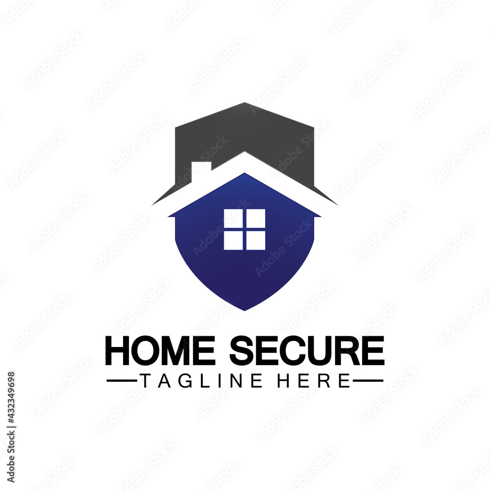 Home secure logo, smart house logo design,Home protection logo design template. Vector shield and house logotype illustration.