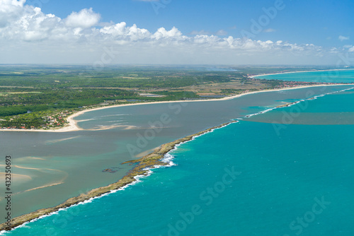 Mouth of the mamanguape river, Rio Tinto, Paraiba, Brazil on November 15, 2012. Area of environmental protection and preservation of the Brazilian manatee. Aerial view.