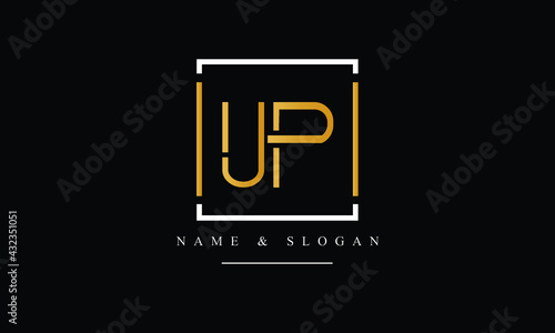 PU, UP, P, U abstract letters logo monogram