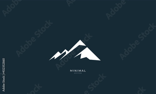 a line art icon logo of a mountain photo
