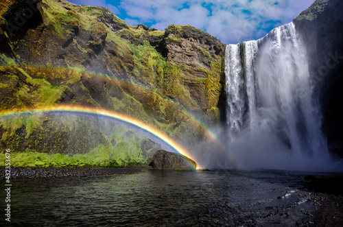 waterfall and double rainbow  Skogafoss
