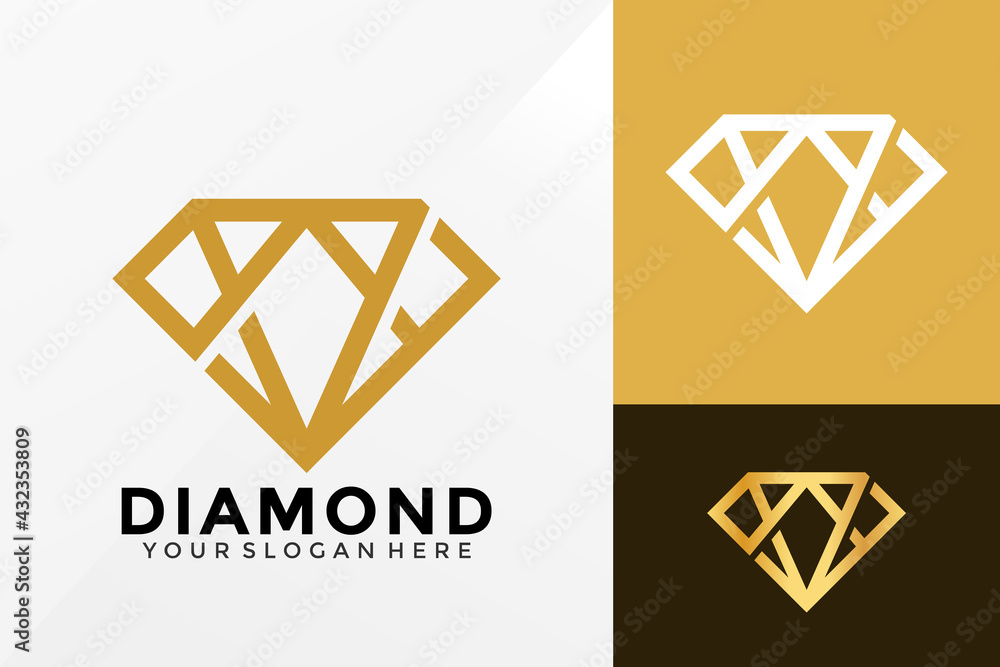 Golden Abstract Diamond Logo Design, Brand Identity logos vector ...