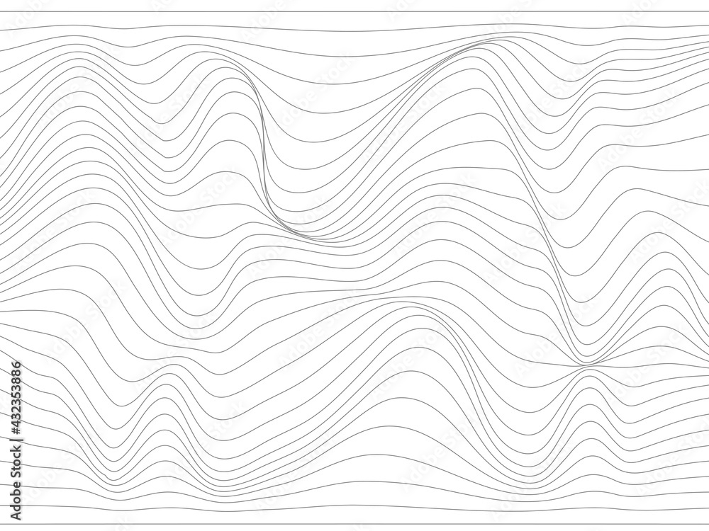 Gray warped lines.Overlay gray lines made on the white background.Wallpaper background.