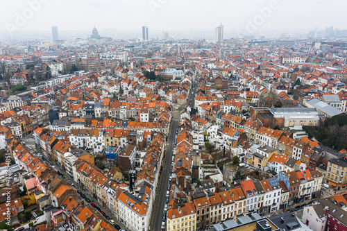 Brussels, Belgium, January 3, 2021: panorama view from above, Basilica of Koekelberg on the background