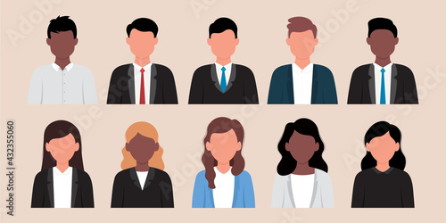 Icon set of business man and business woman.
