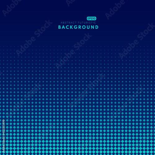 Abstract green and dark blue halftone pattern with copy space. Geometric square pattern design. Modern and minimal background. Vector illustration.