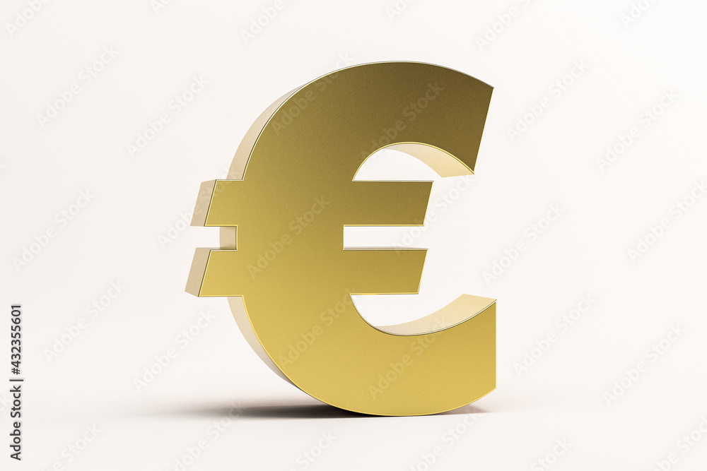 3D illustration golden euro symbol isolated on white background. 3D rendering for advertising. 3D illustration golden euro symbol isolated on white background. 3D rendering for advertising.