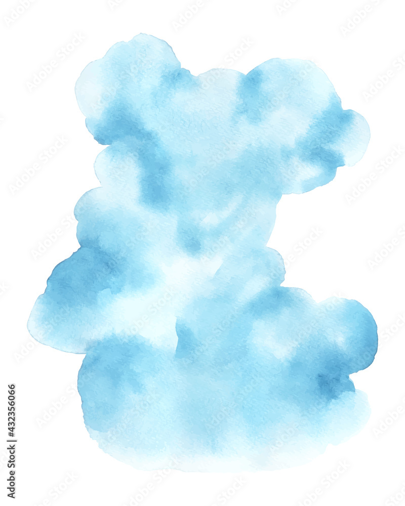 Abstract blue cloud watercolor hand-painted stain shape Abstract blue cloud watercolor hand-painted stain shape