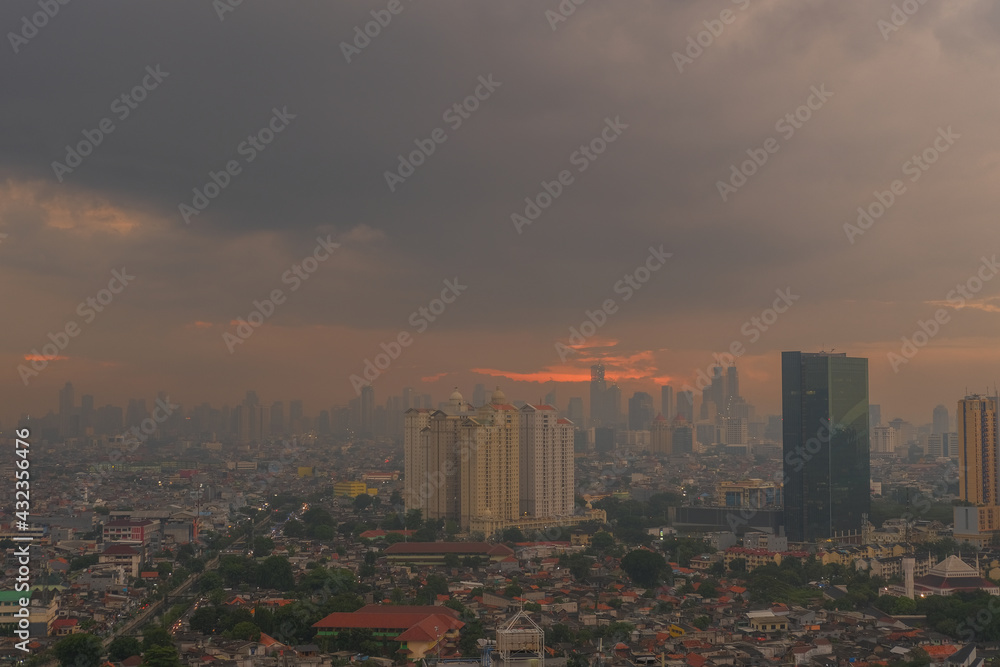 Quarantine photos when i got Covid19 in Wisma Athlete in Sunter, Kemayoran, Jakarta, Indonesia. It is a beautiful view during sunset, sunrise and daylight