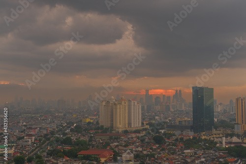 Quarantine photos when i got Covid19 in Wisma Athlete in Sunter, Kemayoran, Jakarta, Indonesia. It is a beautiful view during sunset, sunrise and daylight