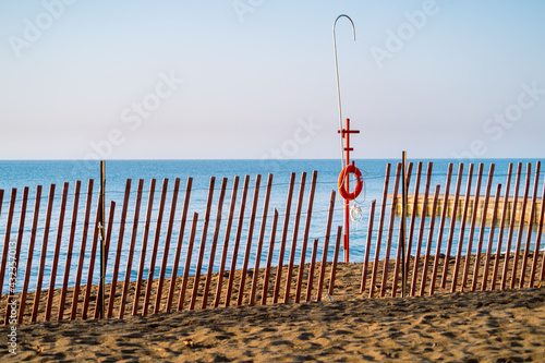 Photography A snow fence set along the shoreline of a Toronto public beach