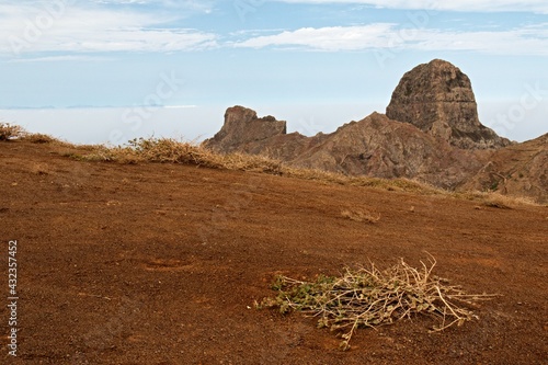 The highest mountain of the island of Sao Nicolau is Monte Gordo 1,312 meters high. Beautiful volcanic landscape. The mountain is mountainous with mountains of marvelous shapes.Cape Verde photo