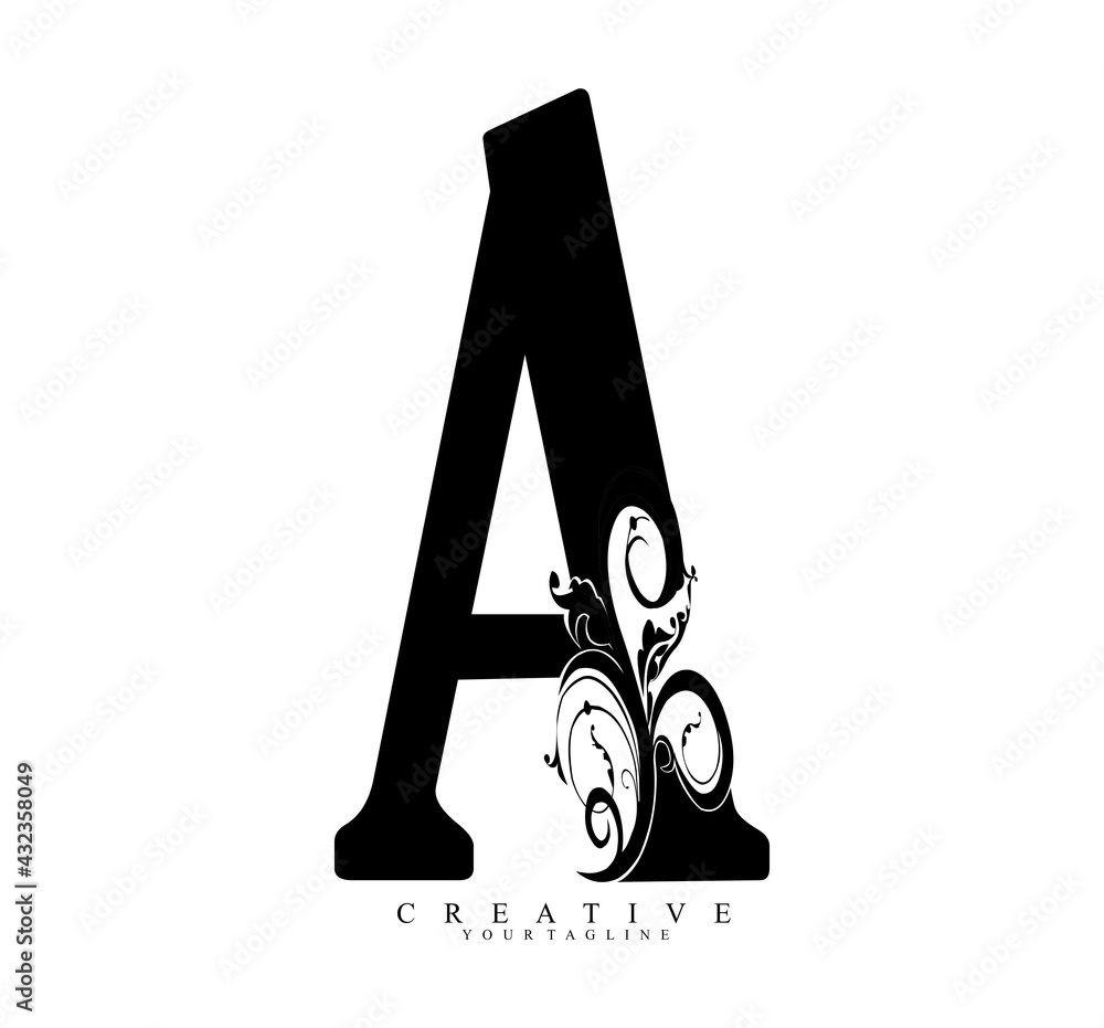 Fancy initial letter A embellished with a batik pattern and creates a monogrammed logo ornament Fancy initial letter A embellished with a batik pattern and creates a monogrammed logo ornament