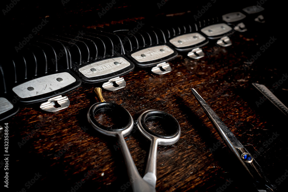 cut styles with scissors and machines in a vintage men's barbershop cut styles with scissors and machines in a vintage men's barbershop