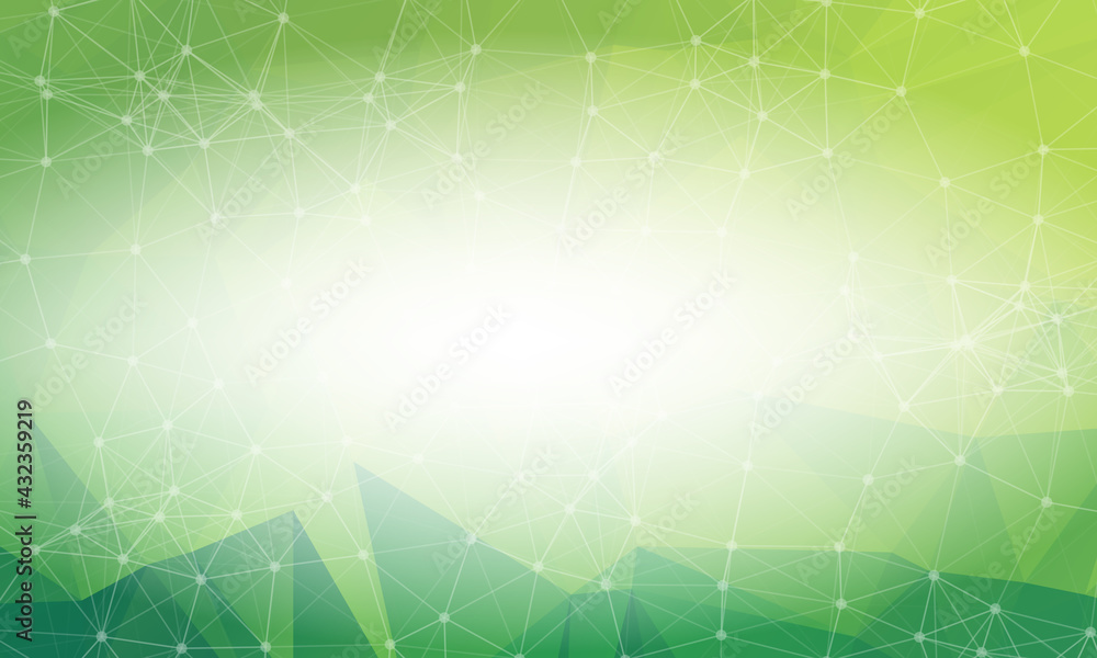 Green low poly background. Polygonal design pattern. Bright mosaic modern geometric design, Creative Design Templates. Connected lines with dots.