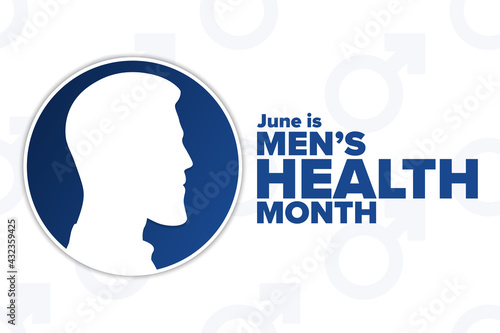 June is Men’s Health Month. Holiday concept. Template for background, banner, card, poster with text inscription. Vector EPS10 illustration.