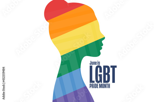 June is LGBT Pride Month. Holiday concept. Template for background, banner, card, poster with text inscription. Vector EPS10 illustration.