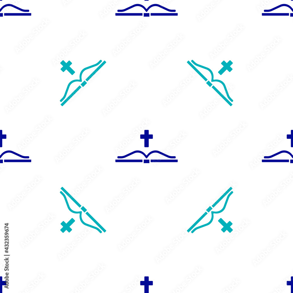 Blue Holy bible book icon isolated seamless pattern on white background. Vector Blue Holy bible book icon isolated seamless pattern on white background. Vector