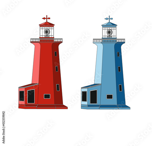 sea ​​lighthouse for navigation with decorated background modern vector design for graphics