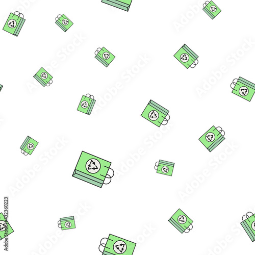 Eco friendly paper bag. Seamless pattern of ecological icons