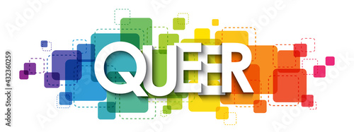 QUEER colorful rainbow gradient vector typography banner on white background photo