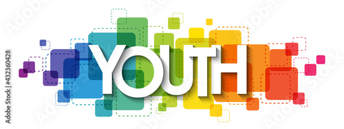 YOUTH colorful rainbow gradient vector typography banner on white background photo
