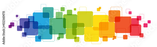 Rainbow gradient colorful vector background with overlapping semi-transparent squares