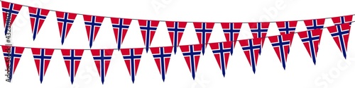 Garlands in the colors of Norway on a white background 