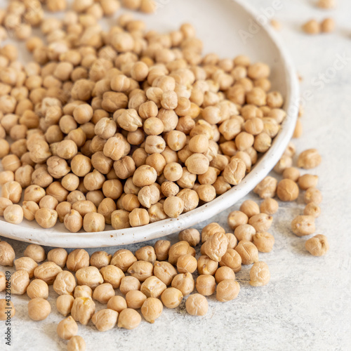 Plate of raw dry chickpea