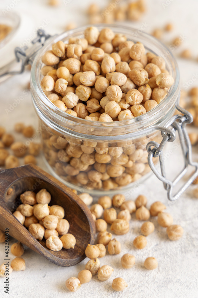Jar of raw dry chickpea Jar of raw dry chickpea