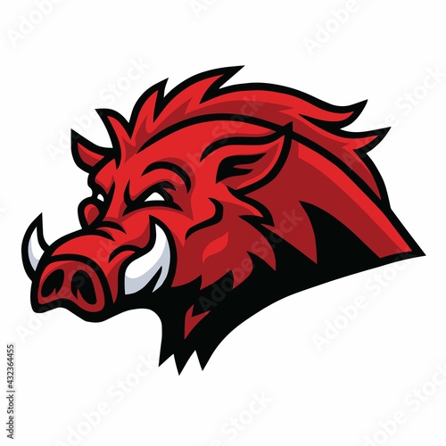 Wild Hog Boar Head Mascot Logo Vector Design 