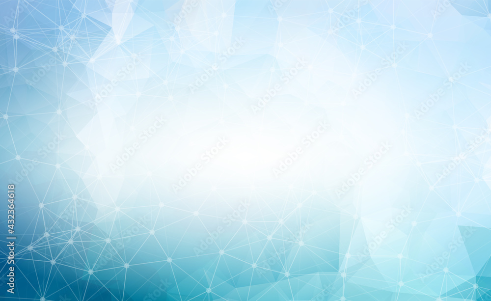 Abstract Blue White Polygonal Space Background with Connecting Dots and Lines.  Connection structure and science background. Futuristic HUD design.