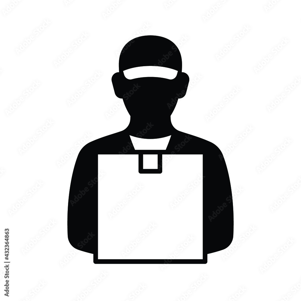 Delivery man holding box icon, Business delivery express service symbol, Design for apps and websites, Vector illustration
