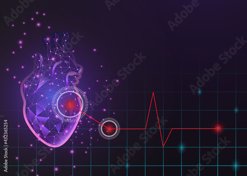 medical futuristic heart background vector, hi tech heart illustration.