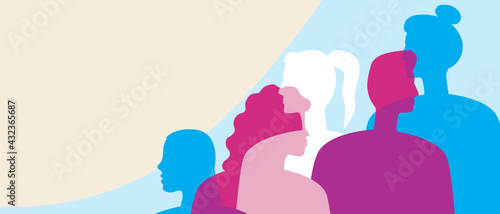 Transgender people, copy space template, silhouette vector stock illustration or blank backdrop for design photo
