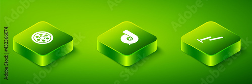 Set Isometric Automotive turbocharger, Windscreen wiper and Alloy wheel icon. Vector